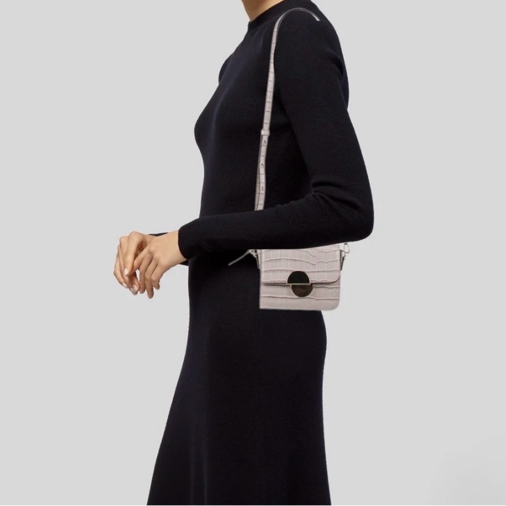 Jason Wu Croc Embossed Leather Crossbody Bag Taupe Mini Designer